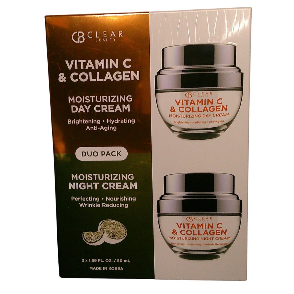 CB Clear Beauty Vitamin C & Collagen Day & Night Cream Duo Pack (2) 1.69 FL OZ